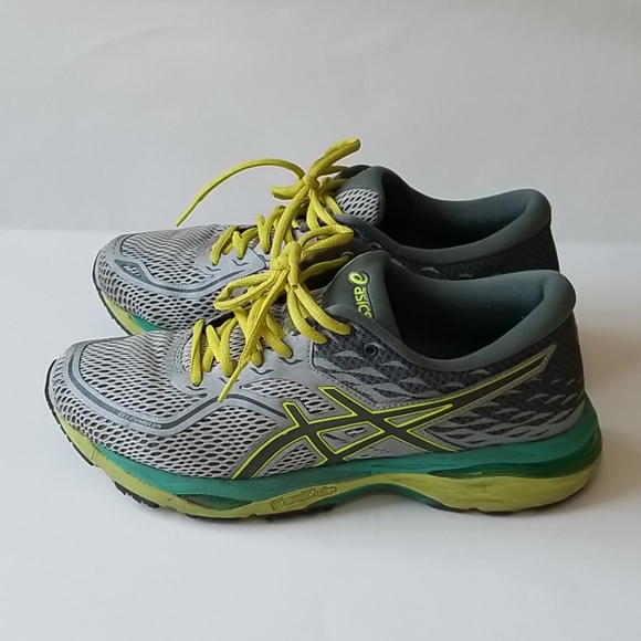 ASICS Gel Cumulus Grey & Green Runners Size 9 - Picture 2 of 5